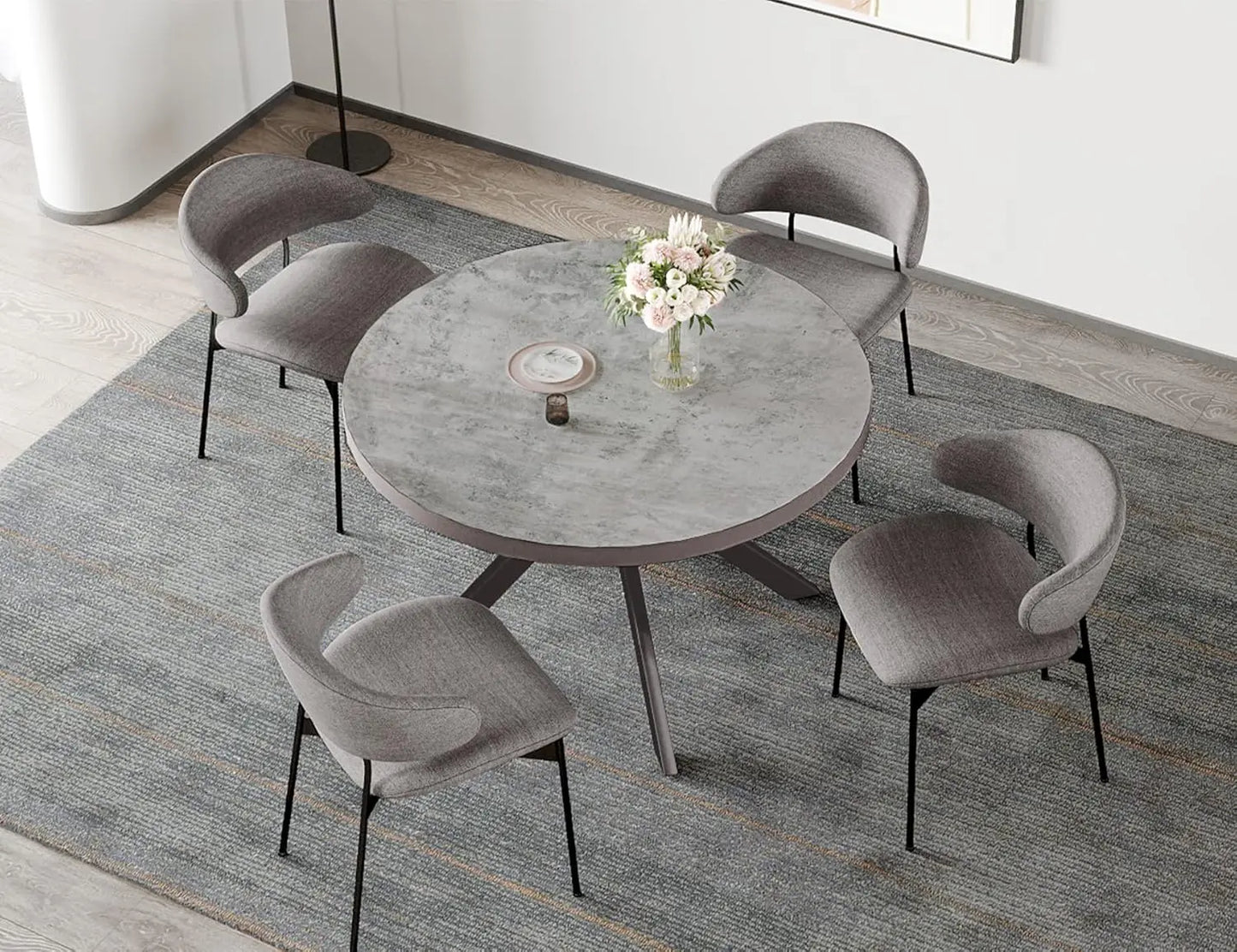 MARGARET Metro Modern Round Dining with Circle Kitchen Table - 47.2"W