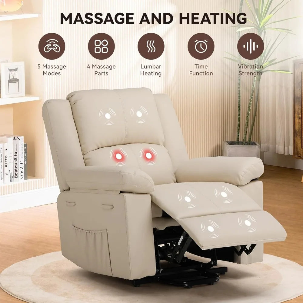 COOPER Power Lift Recliner for Elderly with Heat & Massage – 33.4" W