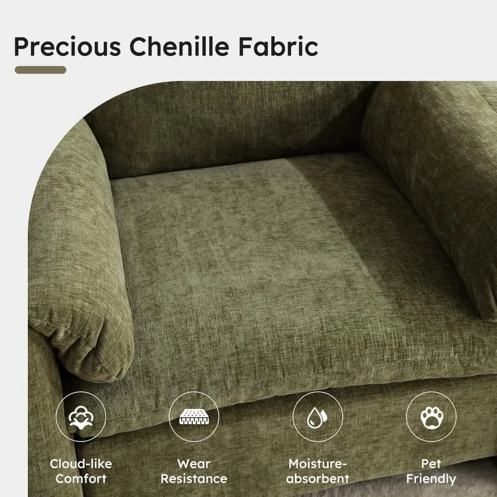ANDREA Chenille Oversized Armchair – Mid-Century Modern Lounge Chair - 38.6" Width