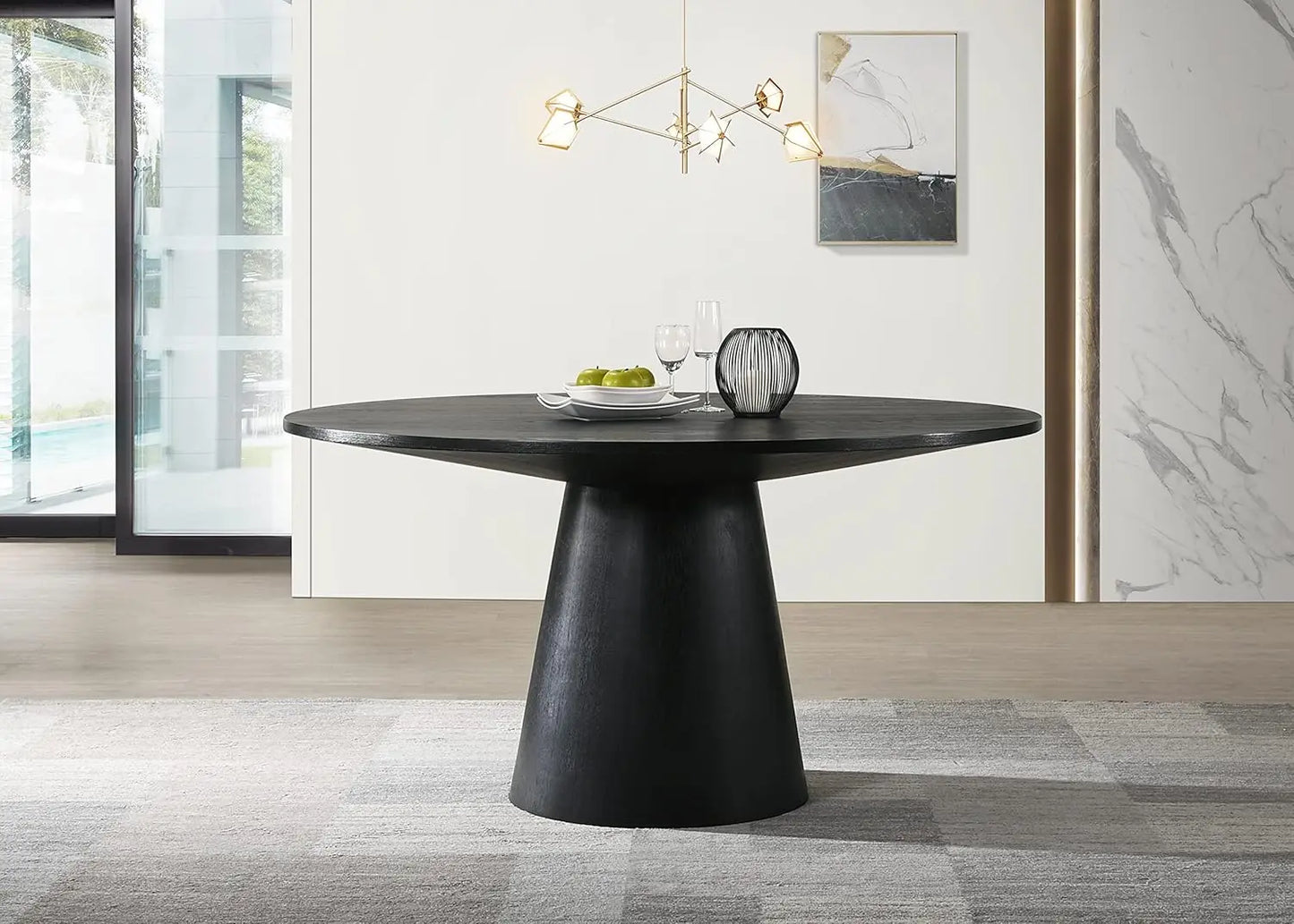 VICTORIA Minimalist Modern Round Dining Table – 59"W