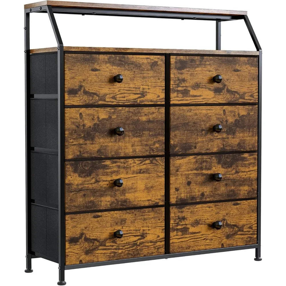 BLAIR Rustic Industrial 8-Drawer Tall Dresser - 37.6" Wide Storage Chest