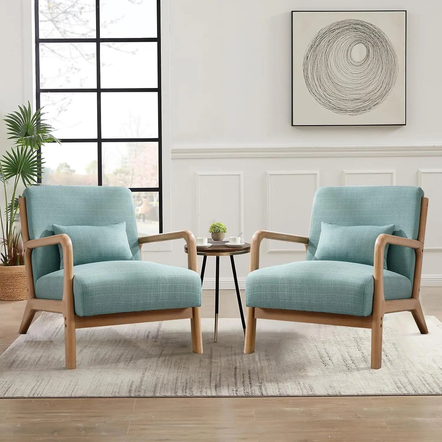 MICAH Aeron Mid-Century Fabric Lounge Armchair Set – Accent Chairs – 26" W