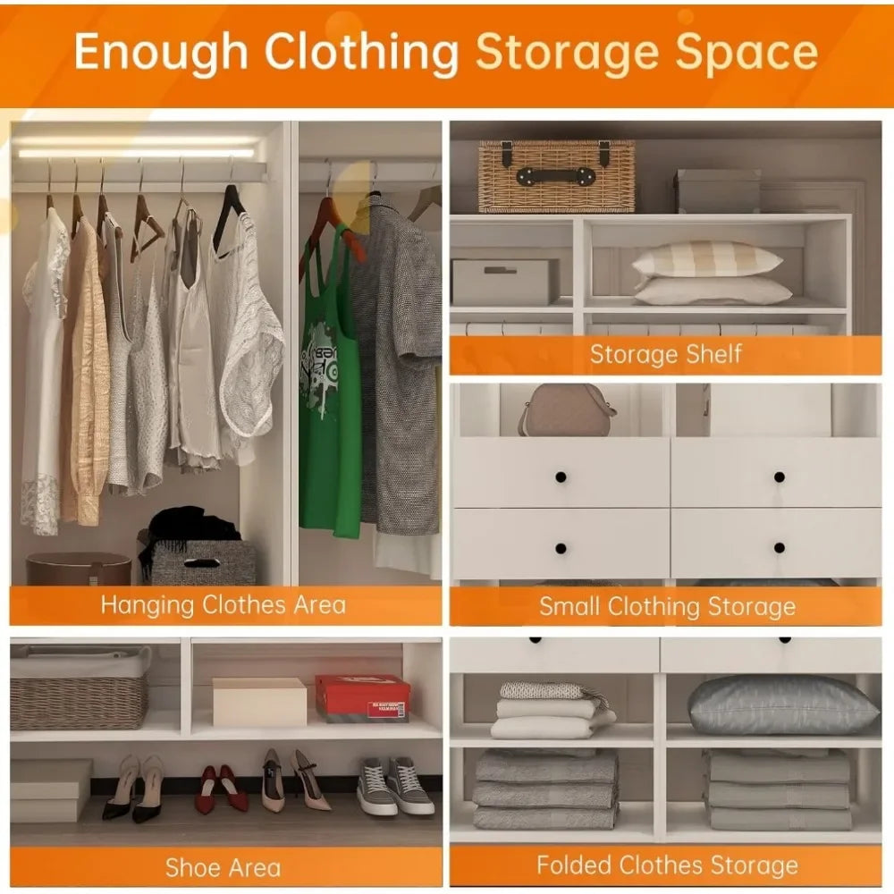 BRIELLA Modular Wardrobe Closet System – Walk-In Organizer with Drawers, Shelves & Hanging Rods
