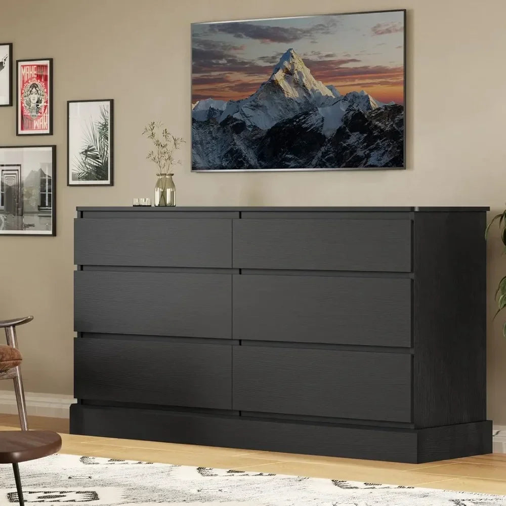 GIA Modern Minimalist 6-Drawer Wooden Dresser – Wide Storage Chest | 51.5'' W
