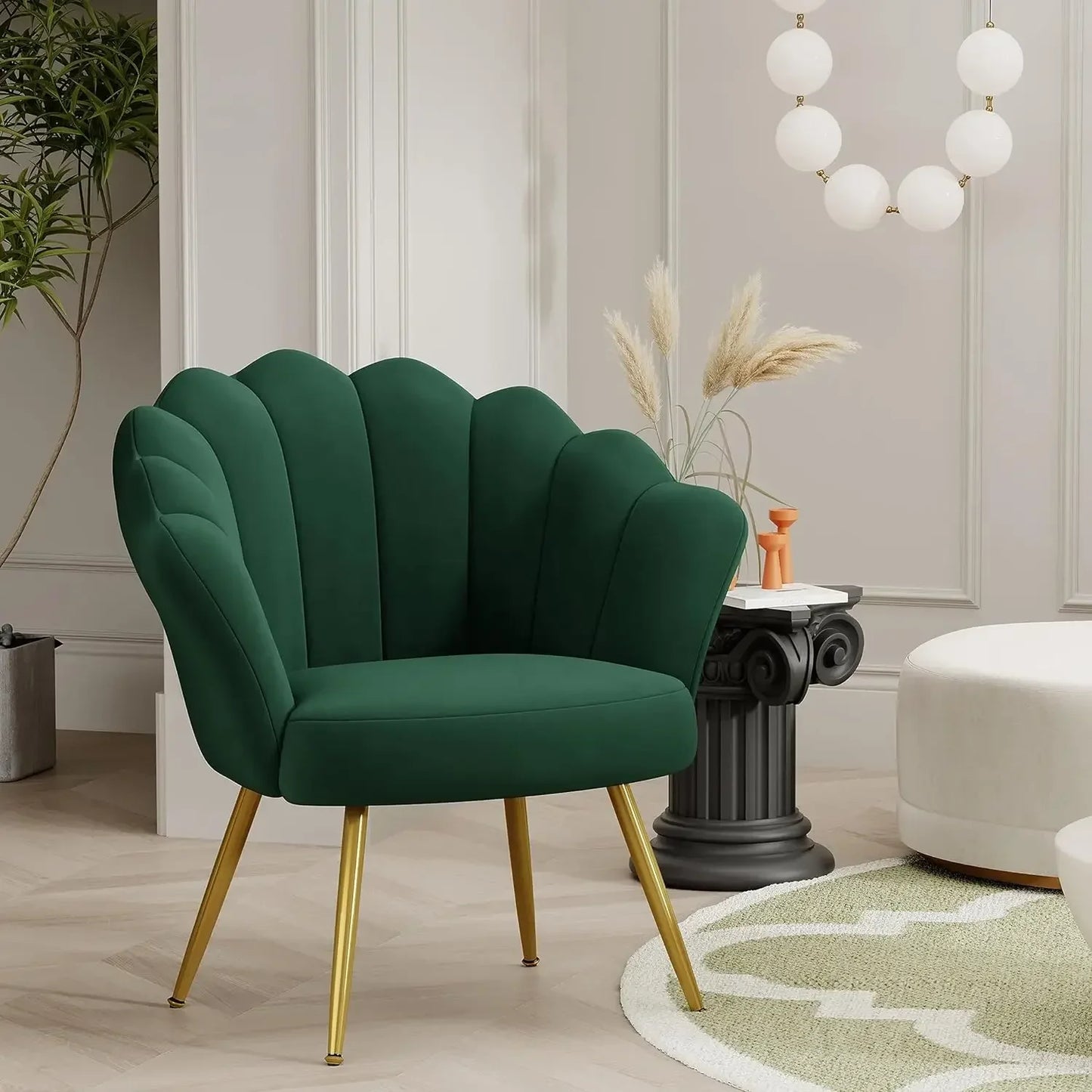 COLE Floria Mid-Century Velvet Petal Chair-21.06"W