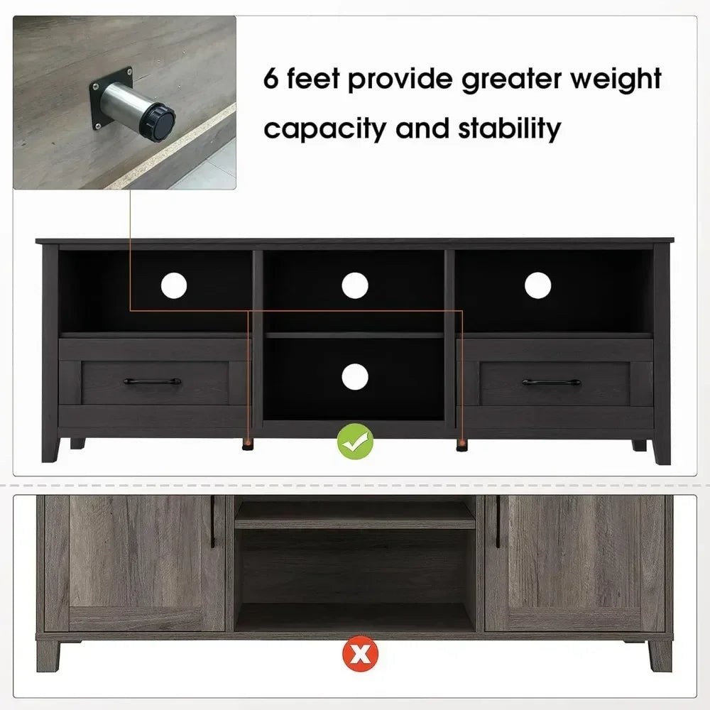 CONNOR Large Farmhouse TV Stand Modern Entertainment Center - 75" W
