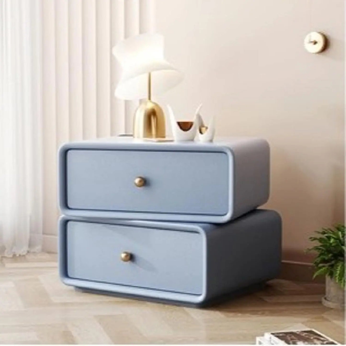 LOGAN Modern Cream Rotatable Wooden Nightstand - 19.69''