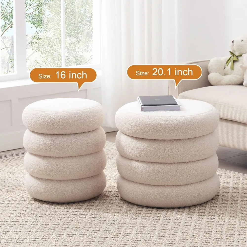 DOMINIC Off-White Minimalist Modern Ottoman Foot Rest – 16 Inch Wide