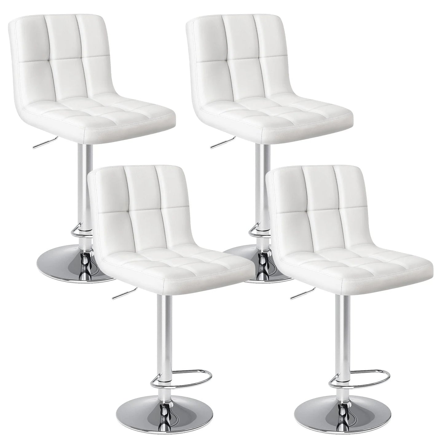 Bar Stools Set of 2, Modern Adjustable Armless Swivel Counter Stools with PU Leather, Black