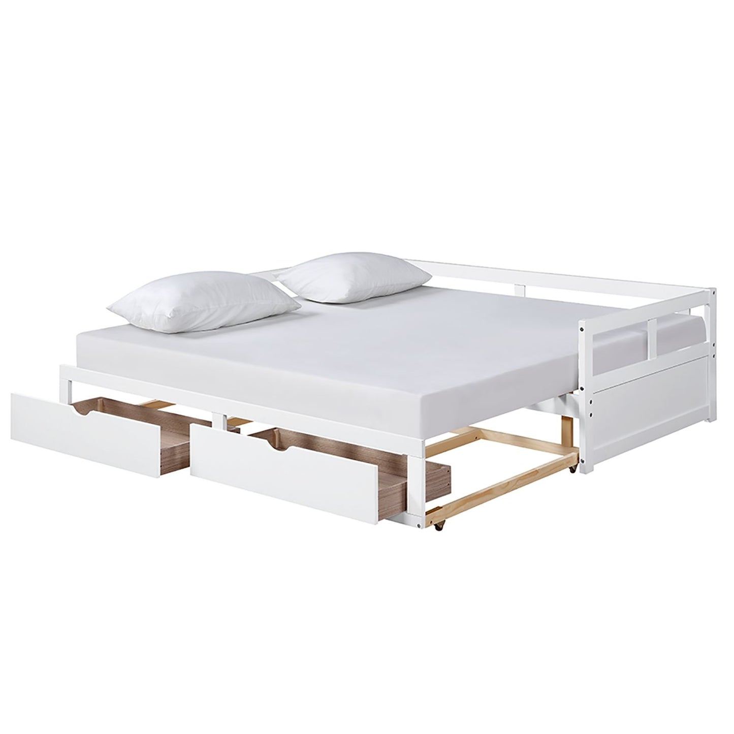 OLIVER Trundle & Storage Drawers - Twin to King Expandable Bed - 78.2"W