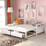 OLIVER Trundle & Storage Drawers - Twin to King Expandable Bed - 78.2"W