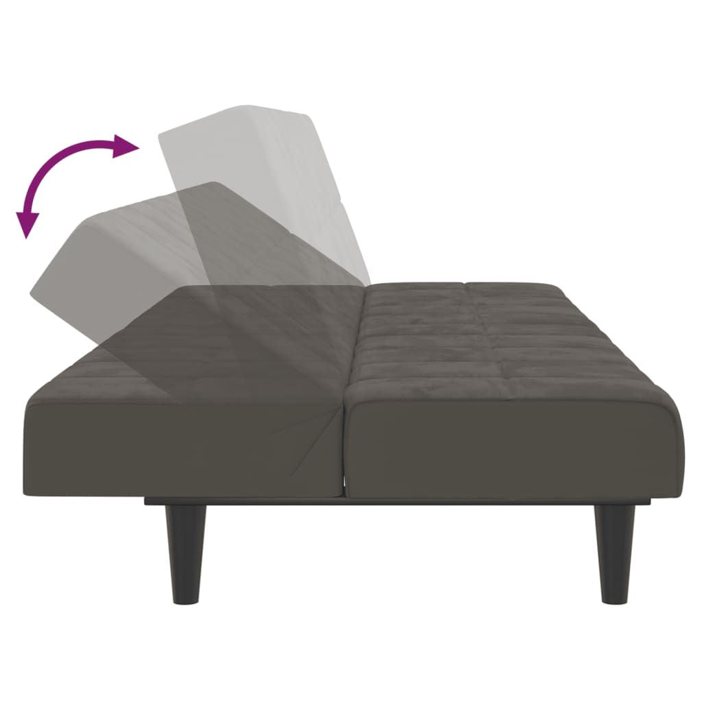 Aveline 2-Seater Sofa Bed in Dark Gray Velvet