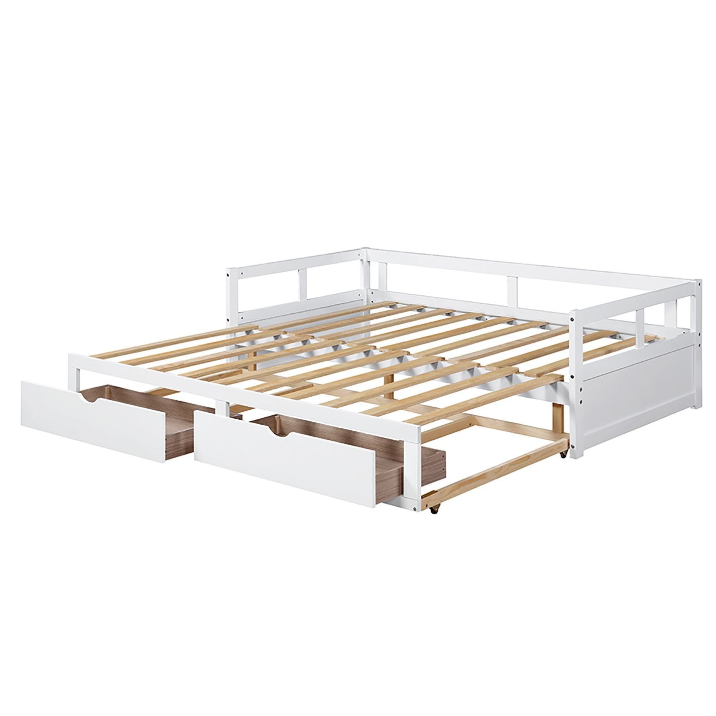 OLIVER Trundle & Storage Drawers - Twin to King Expandable Bed - 78.2"W