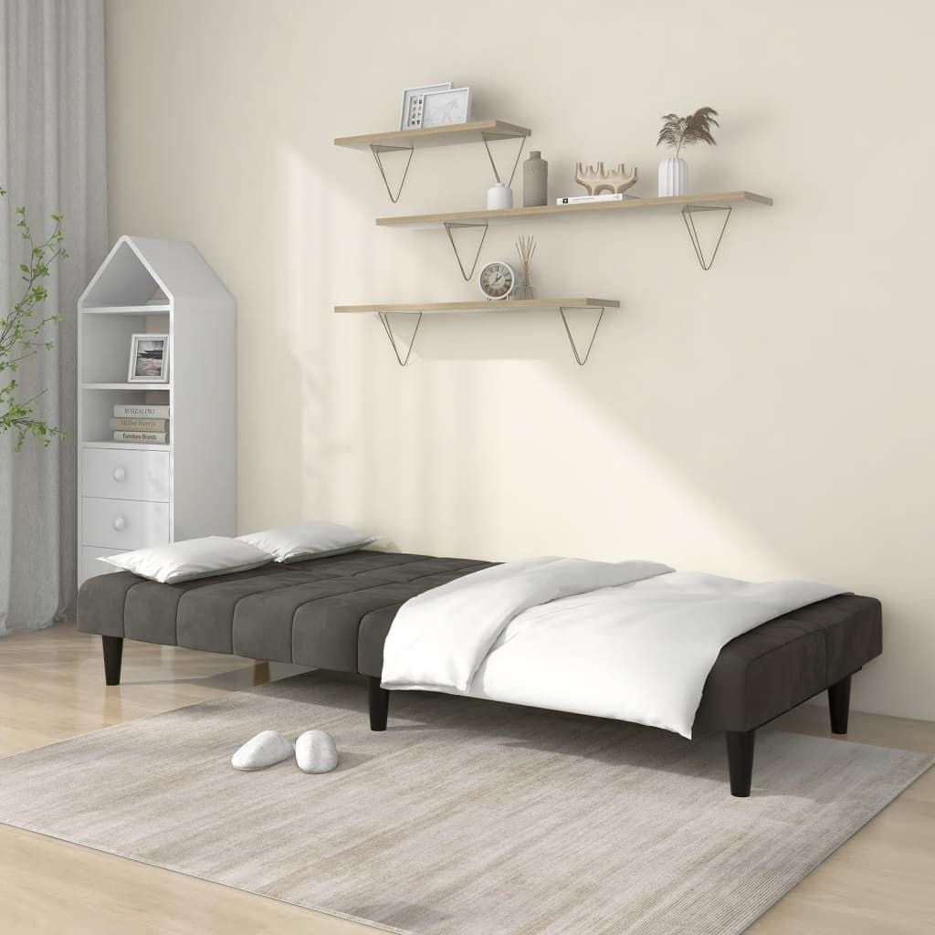 Aveline 2-Seater Sofa Bed in Dark Gray Velvet