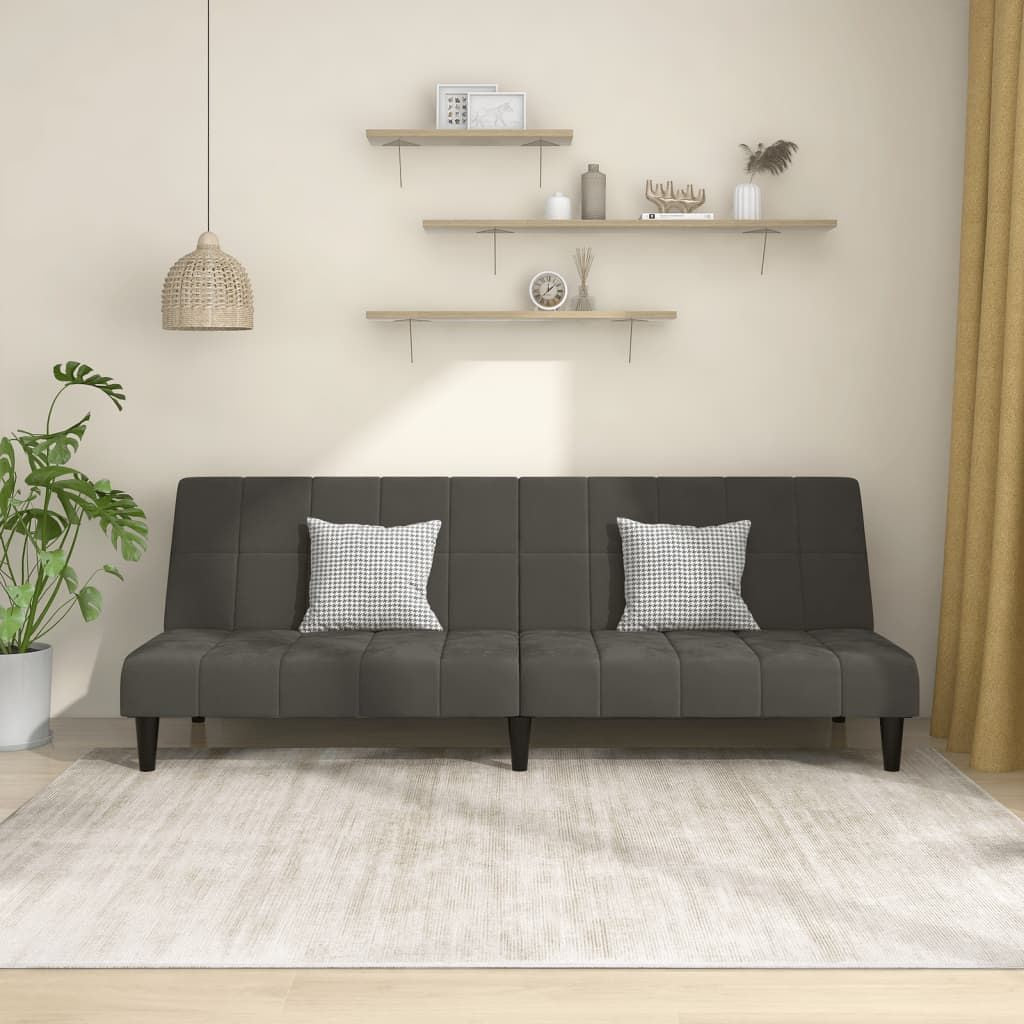 Aveline 2-Seater Sofa Bed in Dark Gray Velvet