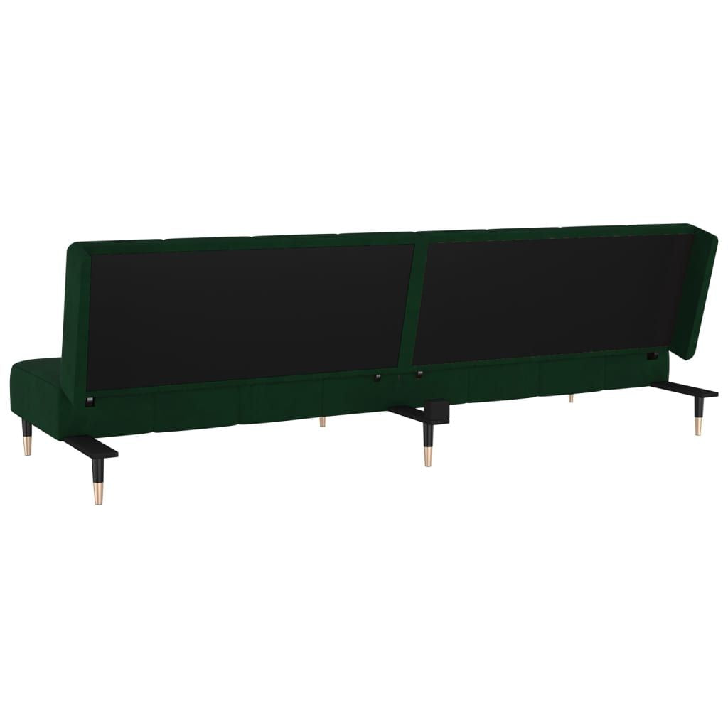 Dark Green Velvet 2-Seater Convertible Sofa Bed