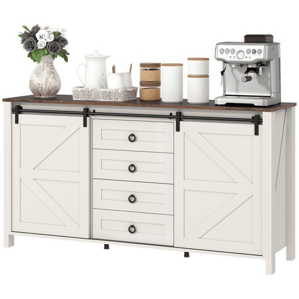 Farmhouse sideboard buffet cabinet with sliding barn doors