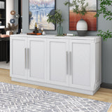 Modern 4-door buffet sideboard with silver handles
