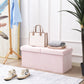Storage Ottoman Bench Foldable Footrest End of Bed Ottoman for Living Room Bedroom, with Flipping Lid, 75L Storage Space, 30 Inches Velvet Pink