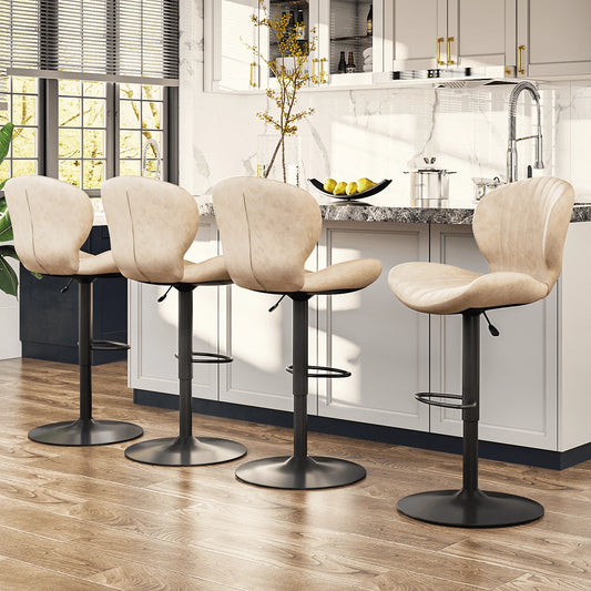 Modern Swivel Counter Bar Stool, Faux Leather (Set of 4)