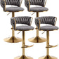 Gold Bar Stools Set of 4, Counter Height Bar Stools with Low Back, Velvet Adjustable Height Barstools, 360° Swivel Bar Stools