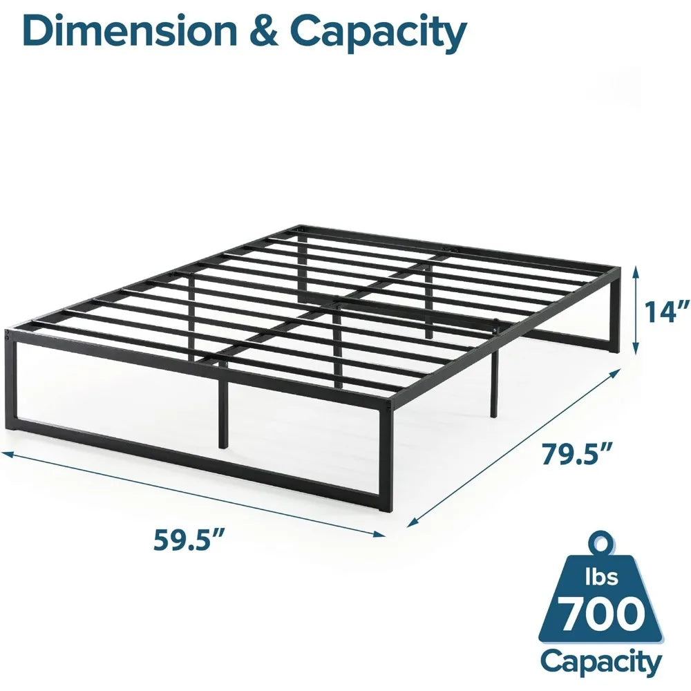 CAMILA  Abel 56.69'' Wide Minimalist Metal Platform Bed Frame – Queen Size Mattress Foundation