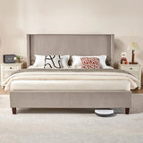 ABIGAIL Modern Queen Platform Bed Frame - 50.8" Corduroy Upholstered Wingback Design