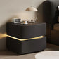 ARIYAH Modern LED Leather Nightstand with Drawers - 2-Drawer Bedside Table 22''