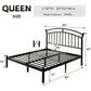 LEAH Modern Metal Platform Bed Frame with Elegant Iron-Art Headboard & Heavy-Duty Steel Slats