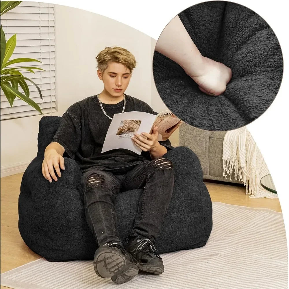 REIGN Modern Bean Bag Chair with Armrests - 37'' Wide, Filled & Ready to Use