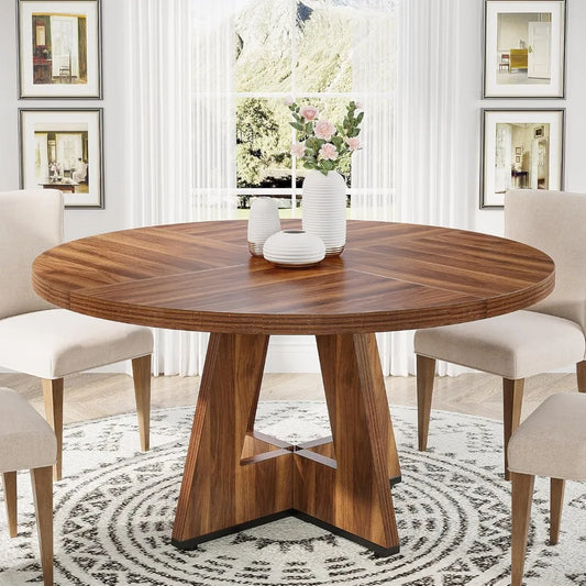 JOSEPH Farmhouse Round Dining Table - Wooden Kitchen Table - 47" W