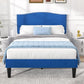 SOFIA Modern Velvet Upholstered Platform Bed Frame with Rivet Headboard