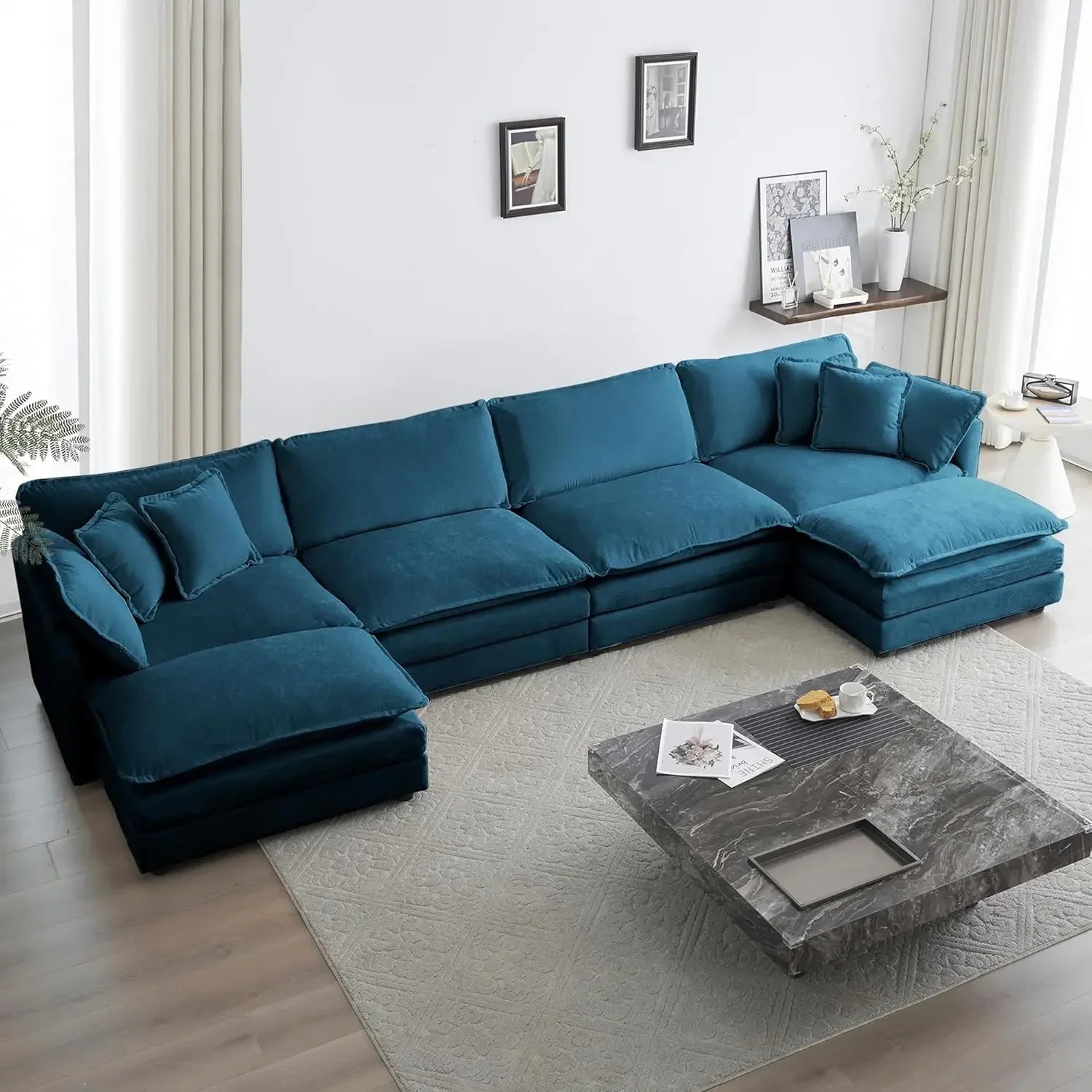 Peyton Minimalist Modern Chenille U-Shaped Oversized Sectional Sofa – 146.5"