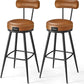 Bar Stools Set of 2, Counter Height Swivel Bar Stools with Back, Synthetic Leather with Stitching，25.6-Inch