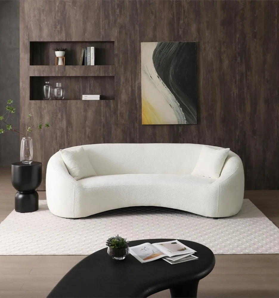 LAYLA Modern Velvet Curved Sofa – 3-Seater Cloud Couch - 93.3”