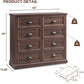 CAMILLE Rustic Farmhouse 8-Drawer Wooden Dresser – Tall Storage Chest | 42'' W