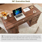 MARY Farmhouse Executive Desk with Drawers & Cabinet – 58" W