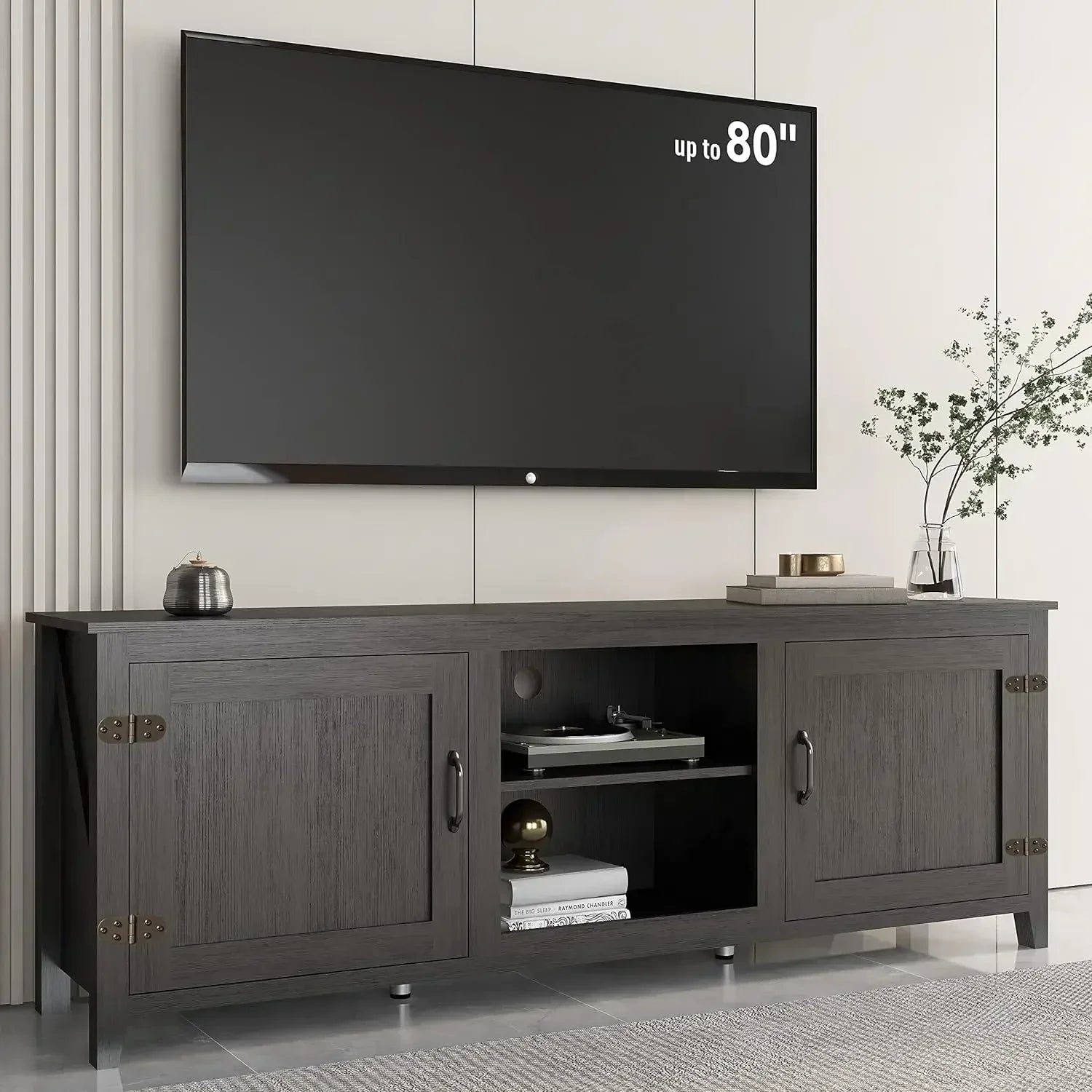 CONNOR Large Farmhouse TV Stand Modern Entertainment Center - 75" W