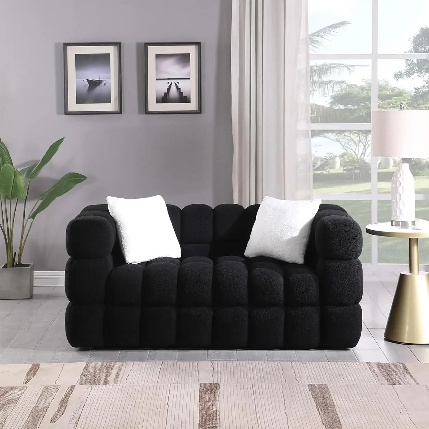 ISAAC Modern Boucle Cloud Sofa – Comfy 3-Seater Couch - 84.3”