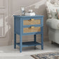EVELYNN Modern Blue Rattan Nightstand Set - 2-Drawer Side Table 18'' Wide