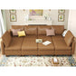 AVERY LuxOra Faux Leather U-Shaped Modular Sectional Sofa | Convertible Sleeper with Storage Ottomans – 118.2″ W