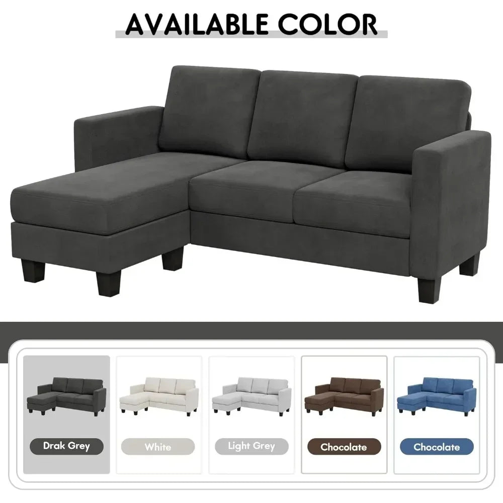 CALVIN Scandinavian Style Convertible L-Shaped Sectional Sofa – Linen Fabric Couch | 70.8"W