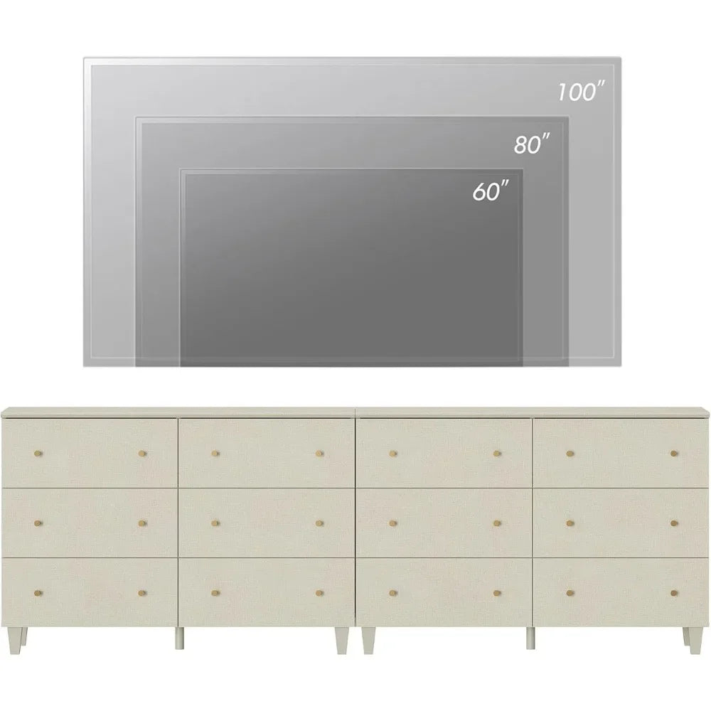 REAGAN Modern Minimalist 12-Drawer Extra-Wide Wooden Dresser - 94.4''