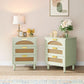 BROOKE Mint Green Modern Rattan 3-Drawer Nightstand - 19.69''
