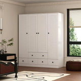 ANDREA Classic Shutter Door Wardrobe Armoire with 5 Drawers - 59'' Wide