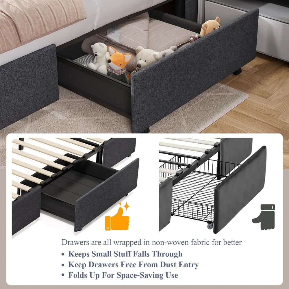 CATALINA Modern Upholstered Storage Platform Bed Frame - Queen 61.8''