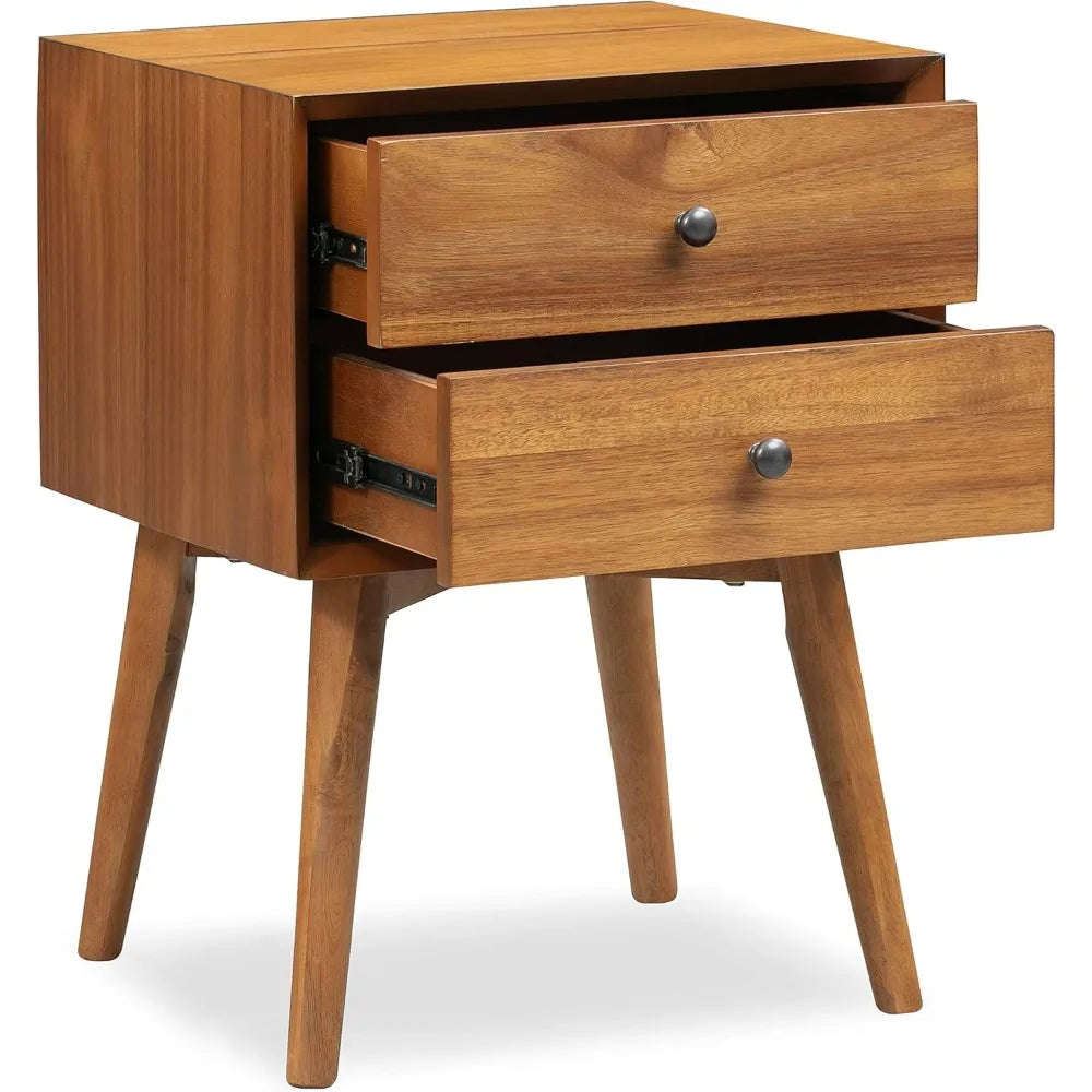 RAYA Mid-Century Modern Wooden Nightstand - 17.5'' Wide
