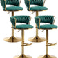 Gold Bar Stools Set of 4, Counter Height Bar Stools with Low Back, Velvet Adjustable Height Barstools, 360° Swivel Bar Stools