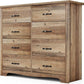 BLAKE Rustic Farmhouse 8-Drawer Dresser - Wooden Bedroom Storage Chest - 40'' Wide