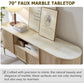 JEREMIAH TV Console with Faux Marble Top, Curved Profile Design - 70" W	